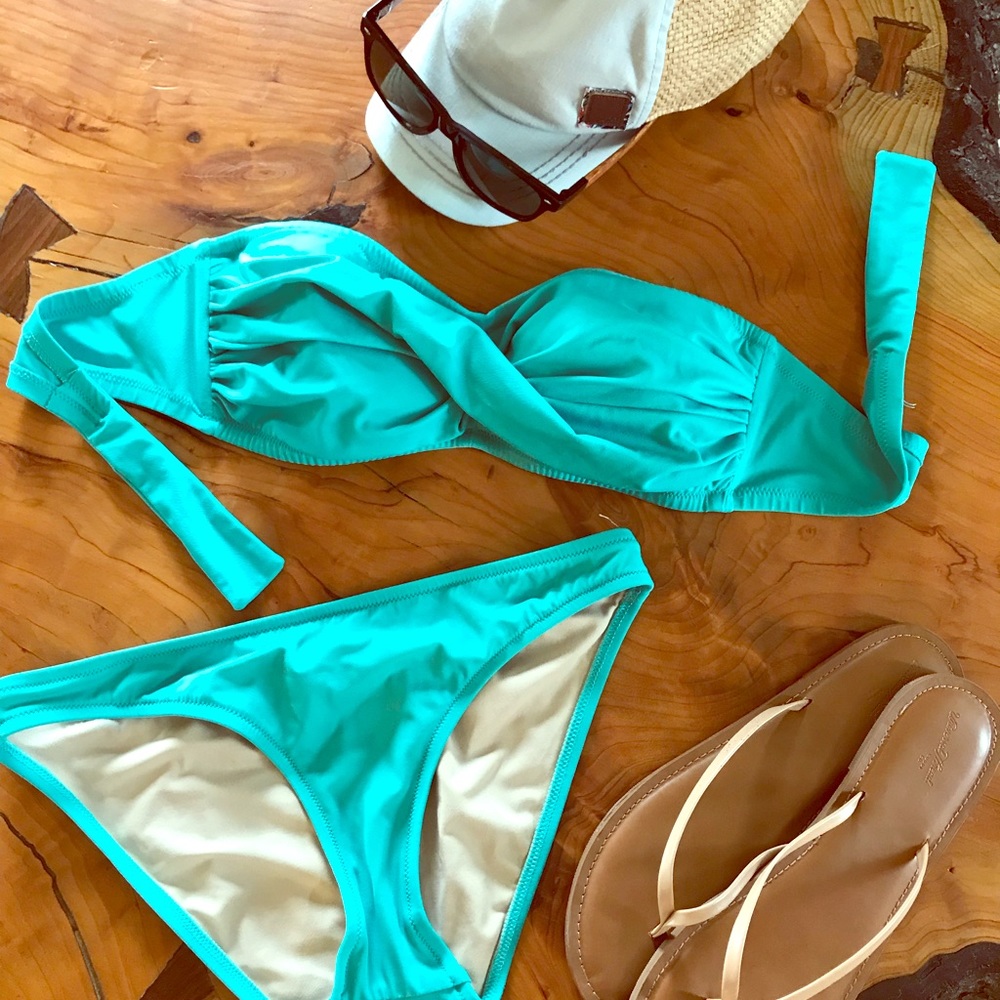 J Crew Aqua Bandeau Bikini